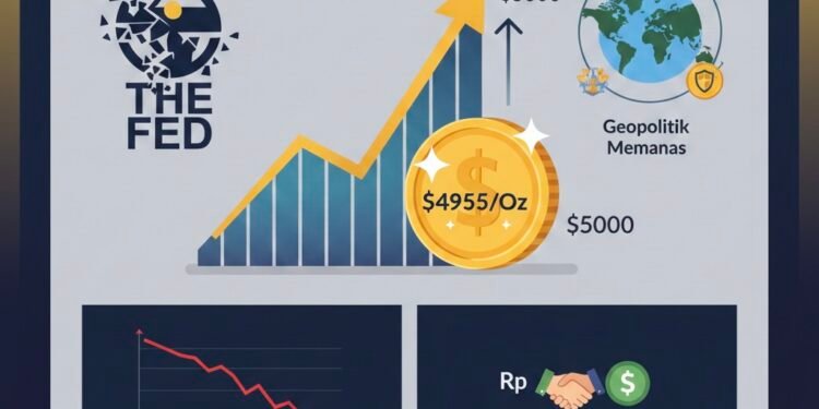 Emas Pecah Rekor Dekati $5.000, Ketidakpastian The Fed dan Geopolitik Jadi Bahan Bakar Utama